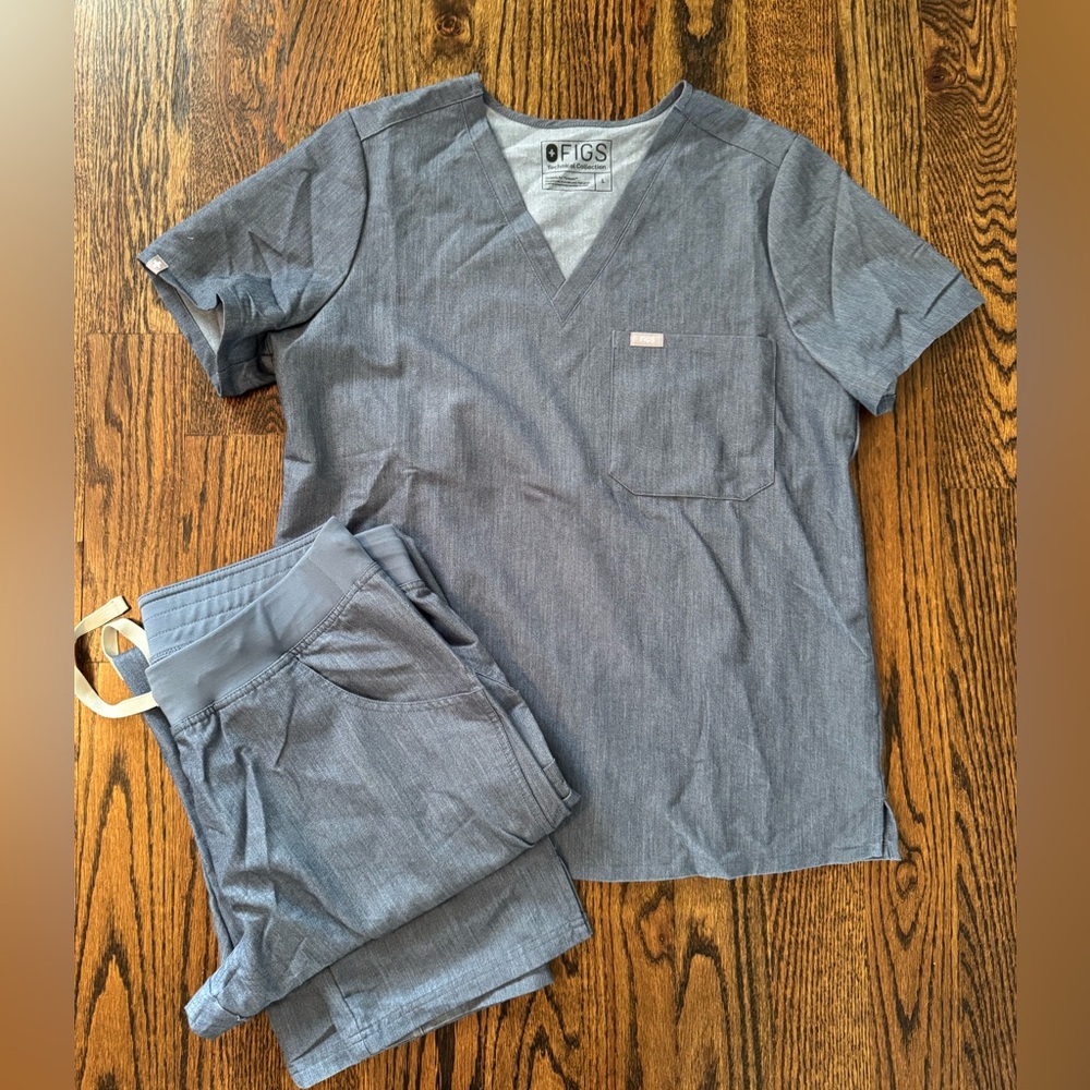 Figs heather denim set